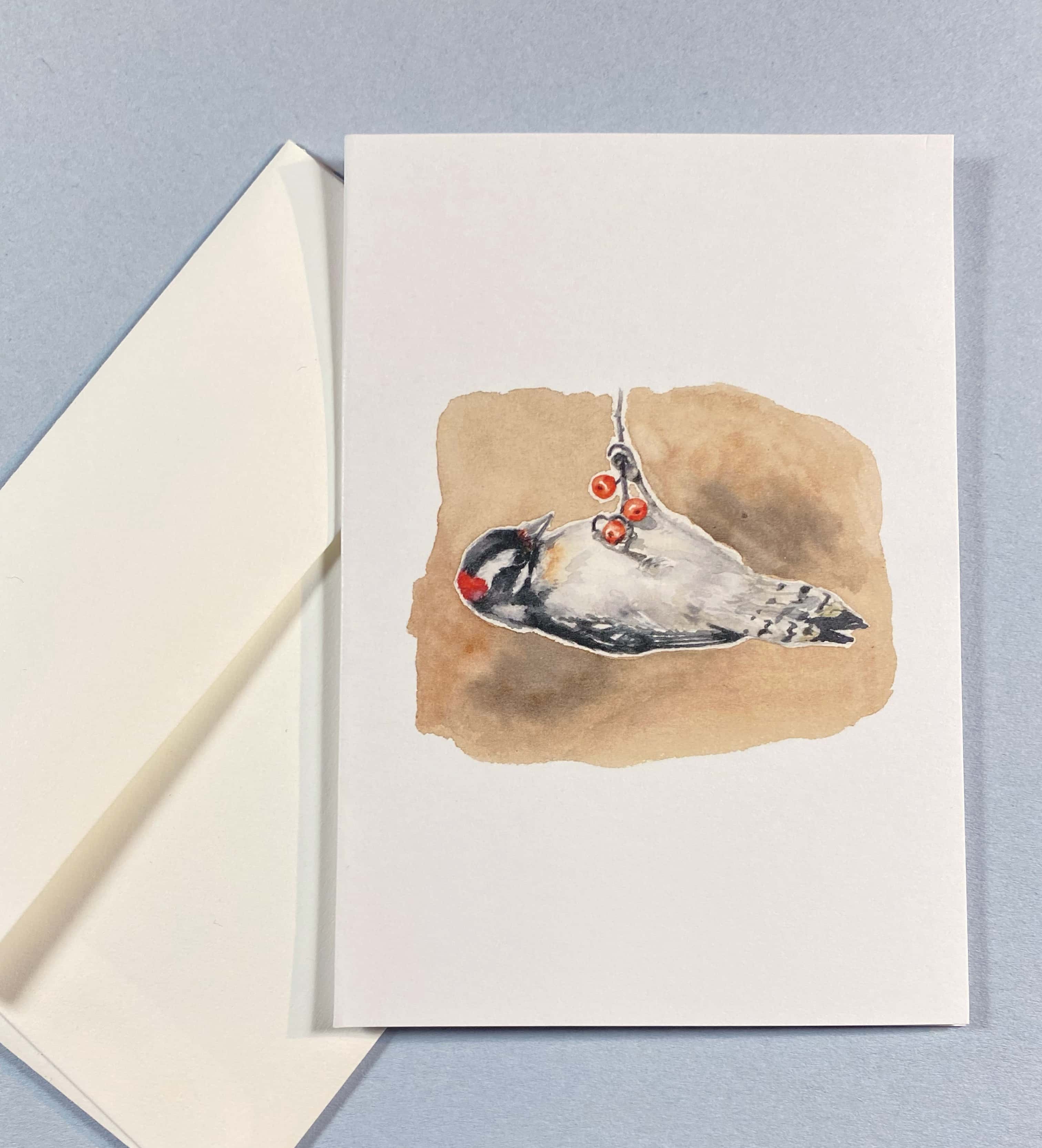 Downy Woodpecker with Winterberry