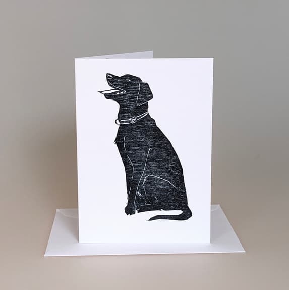 Minimalist black lab birthday card by WingedPrints—simple and refined for the understated friend.